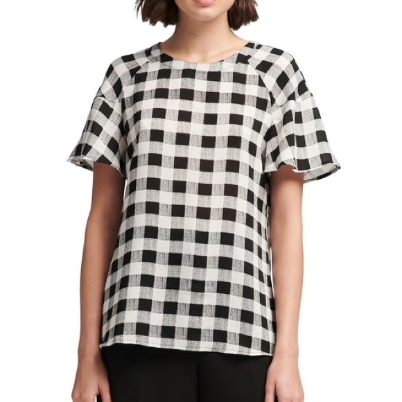 Dkny Tops - ☀️DKNY Black and White Checkered Top